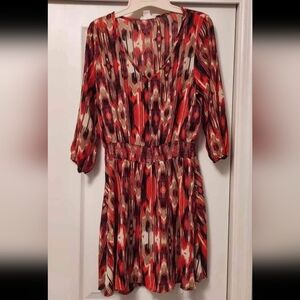 Elegant Red Patterned Dress